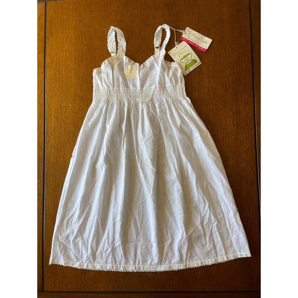 NWT Vintage Singing Needles Girls Slip Petticoat Size 12 White